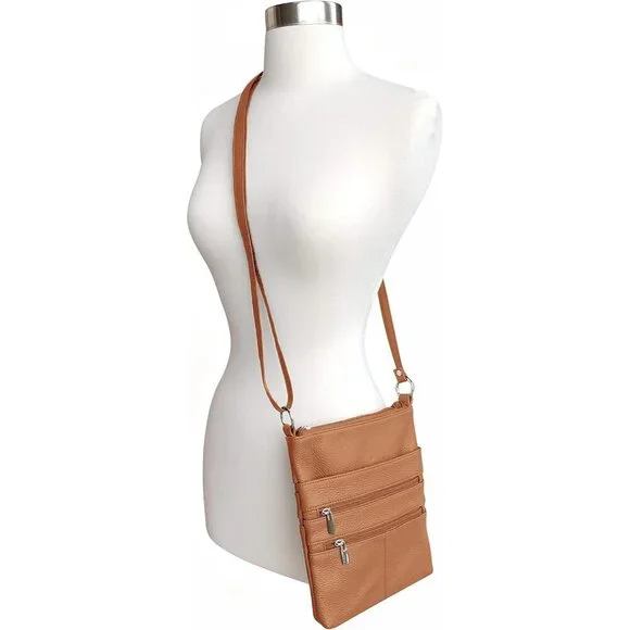 Mini Cross Body Purse Leather Small Travel Bag Multiple Pockets Adjustable Strap
